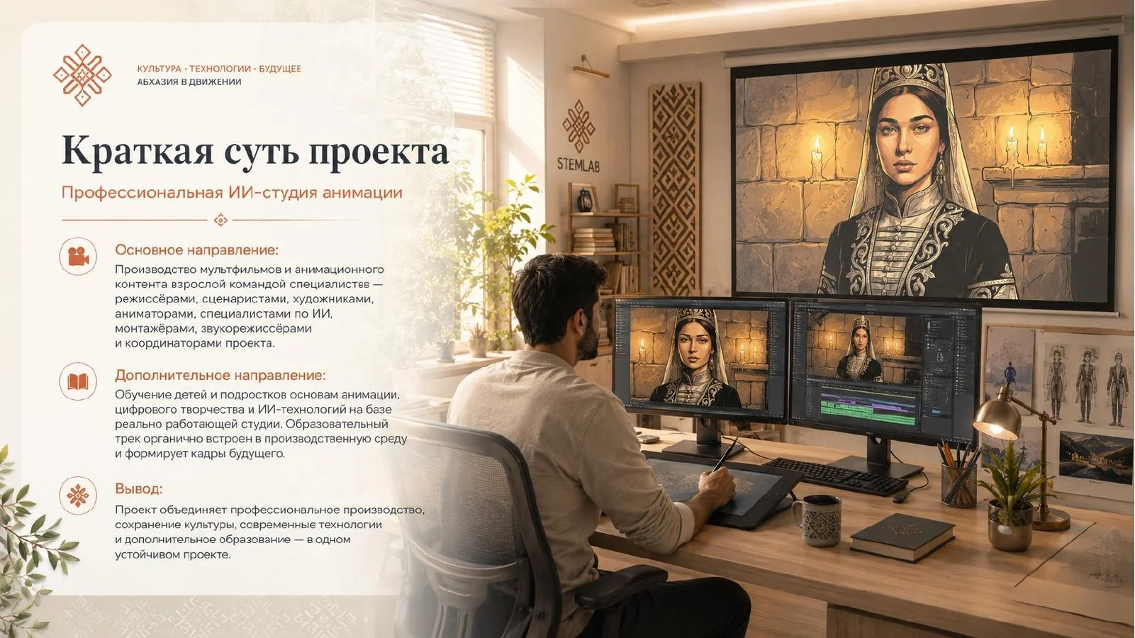 Слайд 2: Абхазская студия ИИ анимации