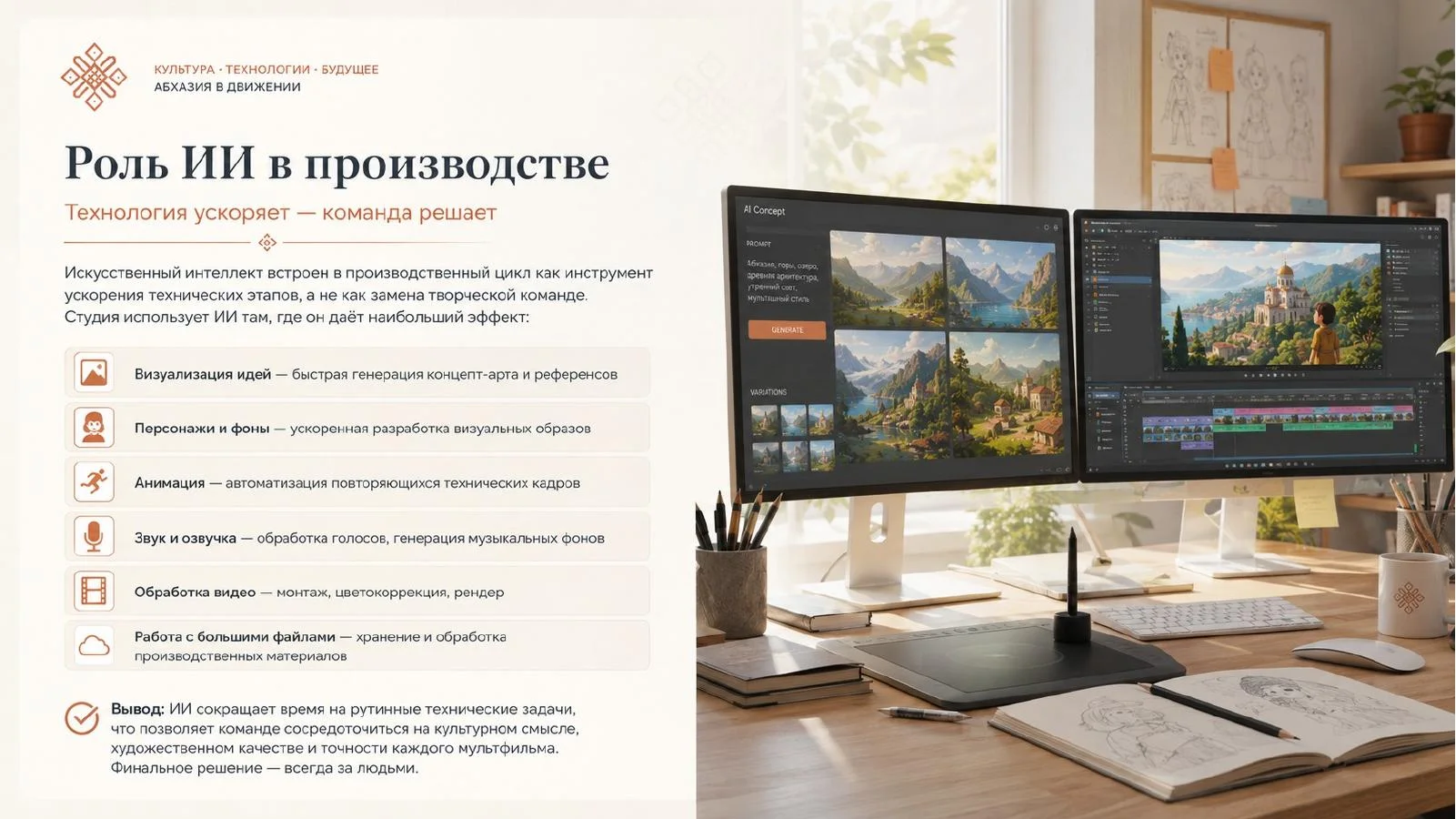 Слайд 11: Абхазская студия ИИ анимации